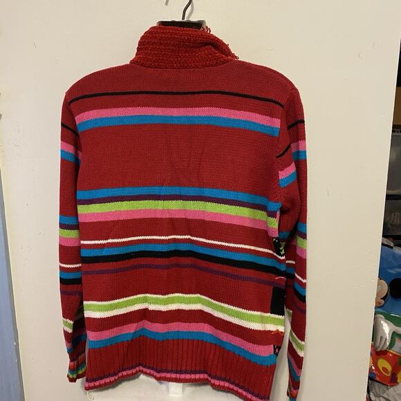 Vintage Christmas Ugly Knit Sweater Women MP Ramie Cotton Colorful FullZip Cozy - Picture 8 of 9